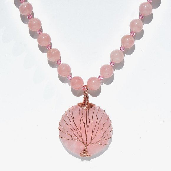 Rose Quartz Tree Of Life Hand Knotted Necklace - Picture 5 of 7
